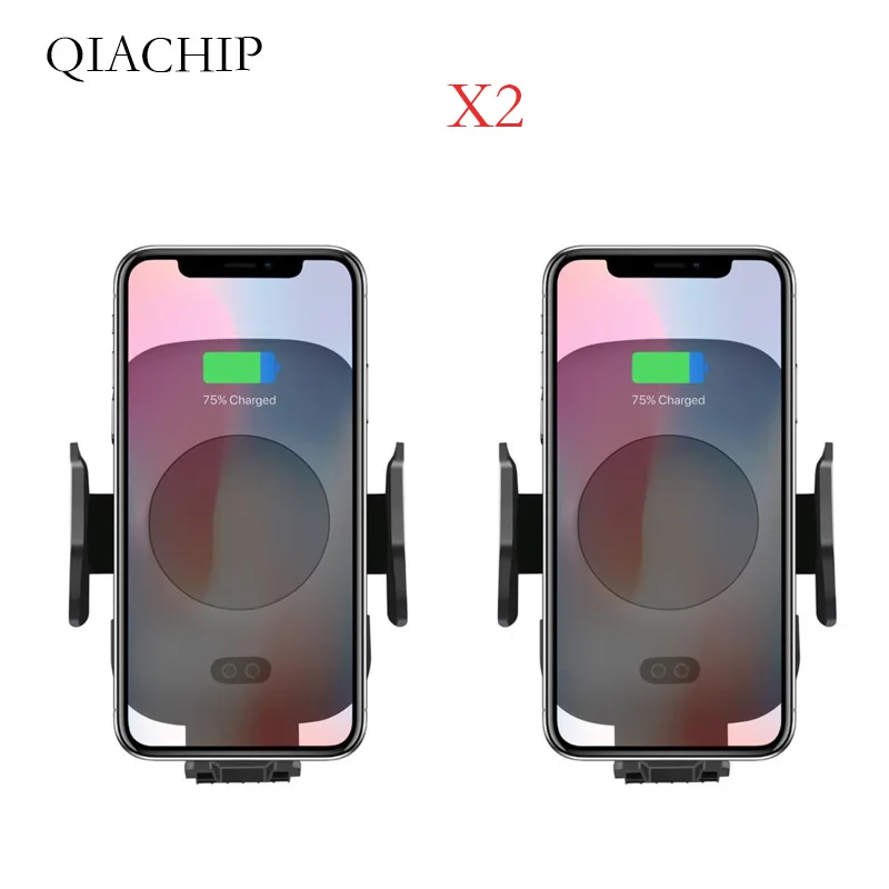 2PCS Car Wireless Charger Auto Infrared Sensor For iPhone X XS For Samsung Note 9 Automatic Wireless Charger Car Phone Air Vent