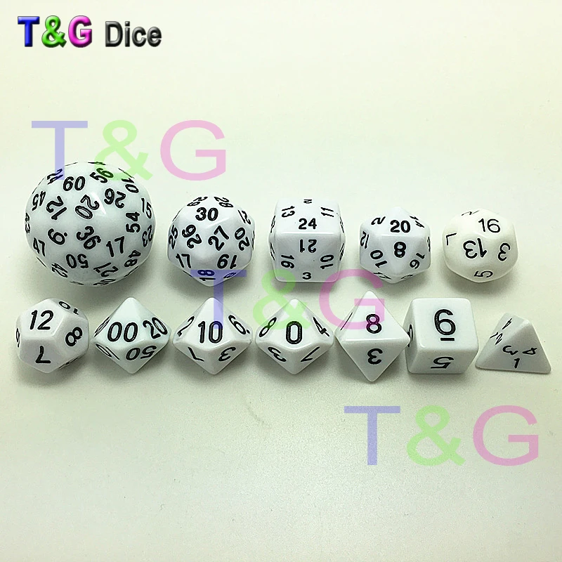 Лидер продаж 10cs набор цифровых кубиков T& G Высокое качество d4, d6, d8, d10, d%, d12, d20, d24, d30, d60 с сумкой для ролевых игр в подарок