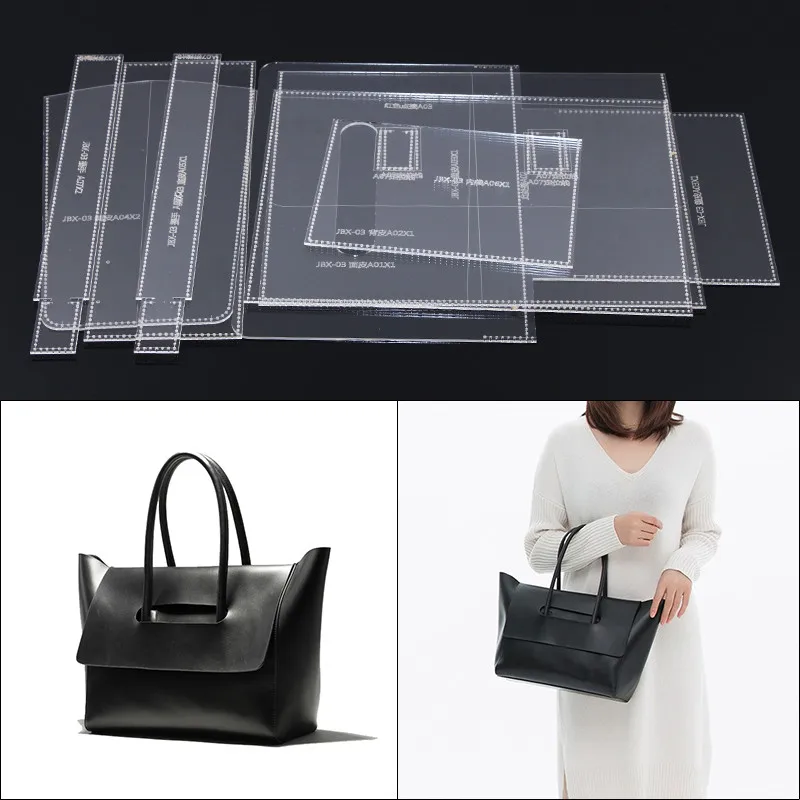 

1 Set laser cut Acrylic Template Pattern Tool For DIY Handmade Handbag Leather Craft Sewing Pattern Sewing stencils 42*25*12cm