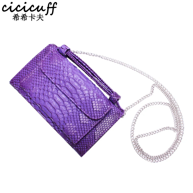 

CICICUFF Fashion Snake Pattern Designer Ladies Clutch Long Wallet Genuine Cow Leather Women Chain Shoulder Messenger Bag Banquet