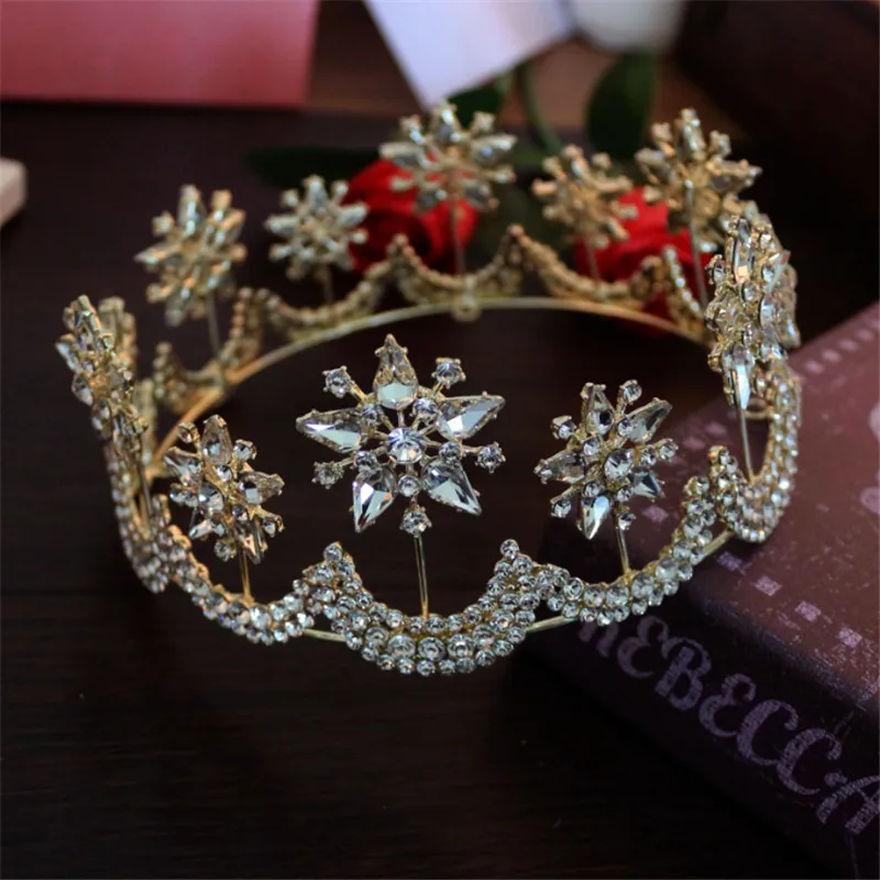 Buy Luxury Big Crystal Bridal Star Moon Crown Tiaras Wedding Hair Accessories