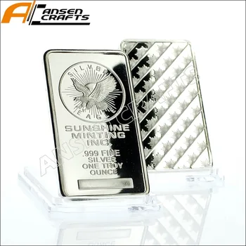 

3 Pcs/Lot One Troy Ounce Sunshine Fine Silver Plated USA Bullion Ingot Bar