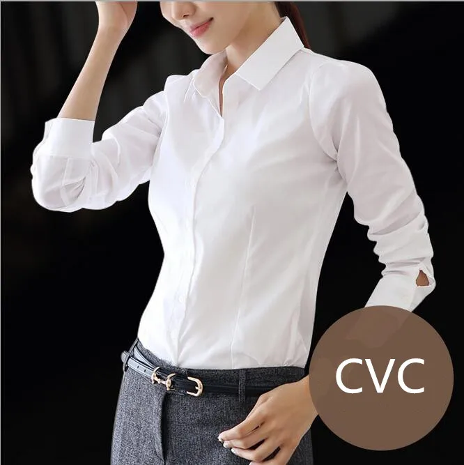 Весенне-летняя женская рубашка с длинным рукавом, женские блузки, женские офисные рубашки размера плюс 4XL, белая рубашка для женщин, Blusas Camisa Mujer - Цвет: white CVC