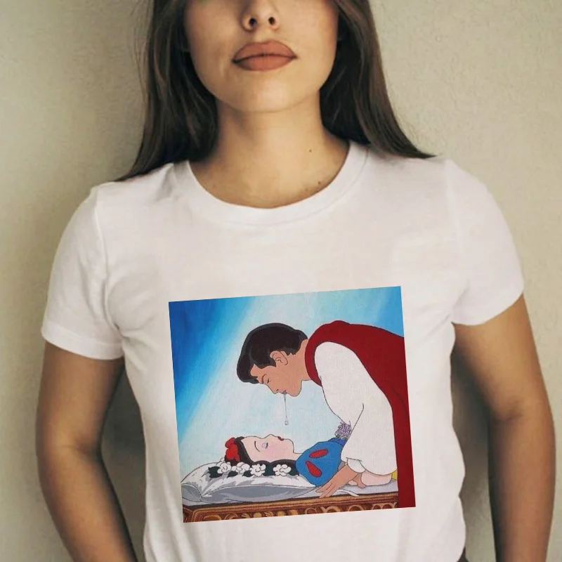 

CDJLFH Women T Shirt Dark Snow White Harajuku Funny O-Neck Punk Printed Tshirt Femme Fashion Streetwear Woman Tshirt Top Tumblr