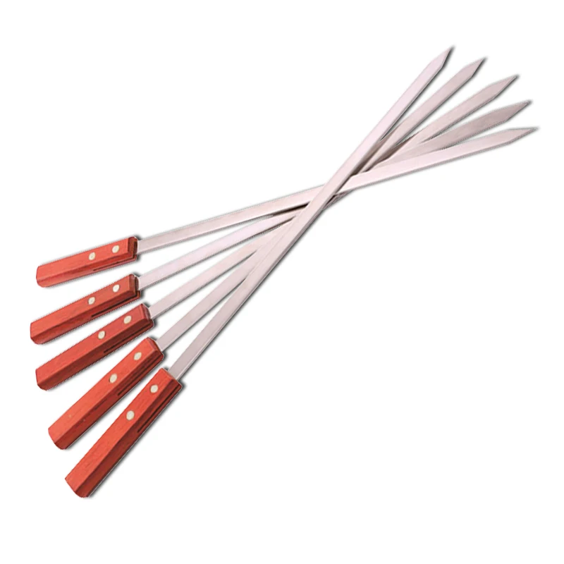 20.5inch 52cm Large Stainless Steel Brazilian BBQ Skewers Long Handle Barbecue Fork Shish Kebab Turkish Grill Skewer 2/5/10pcs