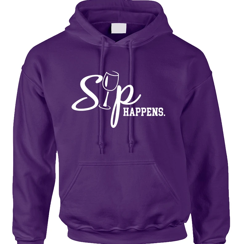 Adult Hoodie Sip Happens Cool Wine Lover Top Hot Gift (5)