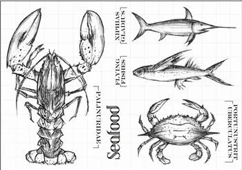 

CLEAR STAMPS Sea food DIY Scrapbook Card album paper craft silicon rubber roller transparent stamps