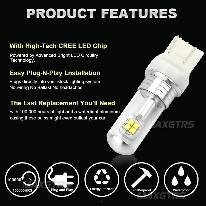 Светодиодный фонарь 2x T20 7443 W21/5 Вт 40 с чипом CREE передние и задние стоп сигналы