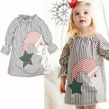 Платье для маленьких девочек от 0 до 5 лет детское повседневное рождественское хлопковое платье с юбкой-пачкой рождественские мини-платья в полоску с Санта-Клаусом