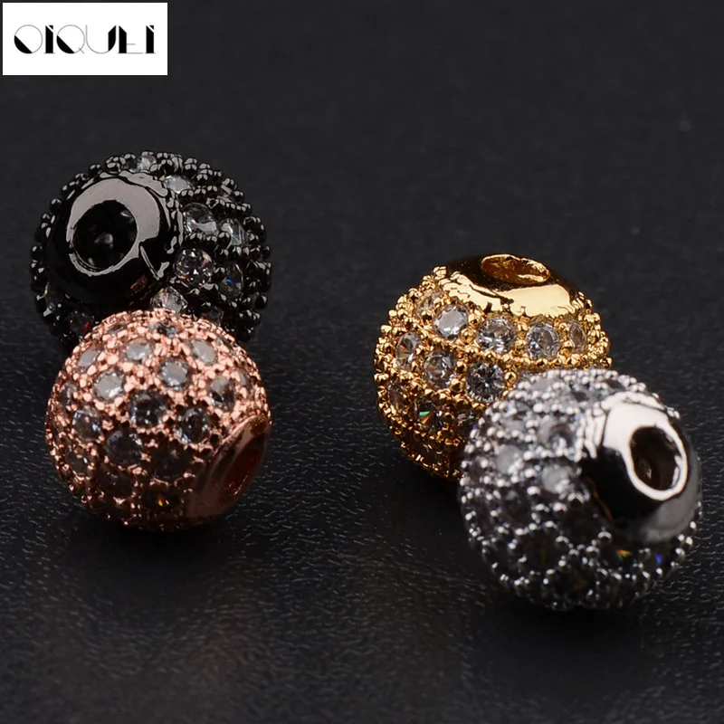 

OIQUEI Fashion Trend Round Copper DIY Spacer Beads 6mm 8mm 10mm 12mm Crystal Disco Ball Beads for Jewelry Making Wholesale
