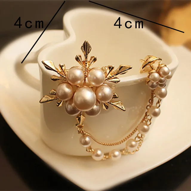 Hot Sale Imitation Color Long Chain Brooches Pins Pearl