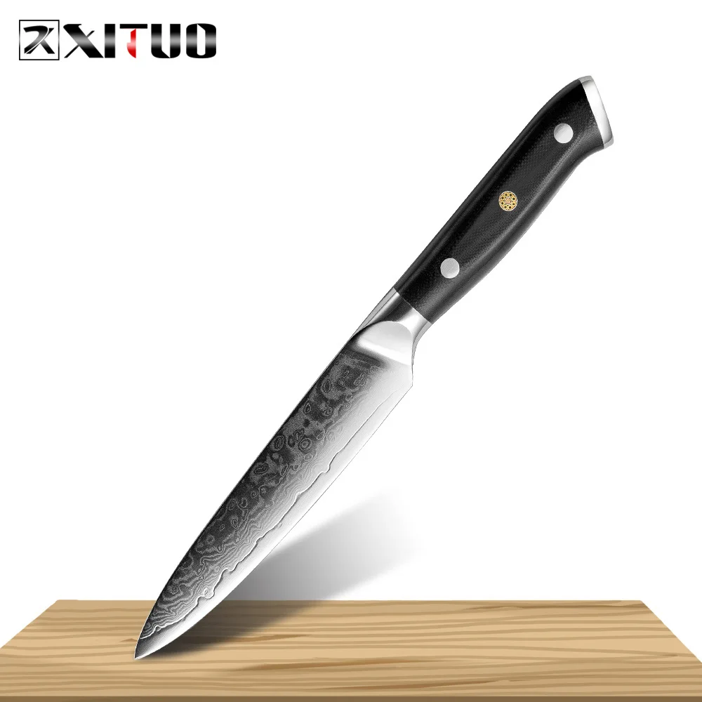 XITUO дамасский нож шеф-повара из дамасской стали, японский нож Sankotu, нож для резки мяса, кухонный нож для фруктов, кухонный инструмент - Цвет: 5inch Utility knife