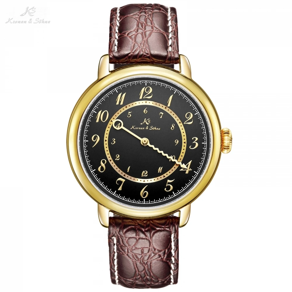 

KS Brand Mechanical Automatic Men's Watch Analog Single Hand Design Leather Strap Male Clock hombre Wristwatch + Gift Box /KS379