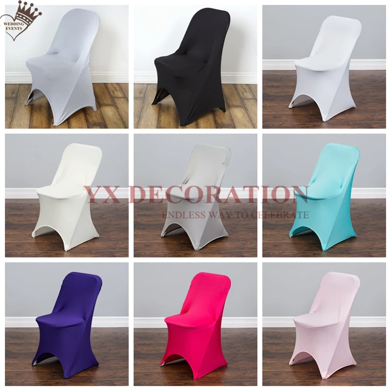 

Folding Lycra Spandex Chair Cover For Wedding Banquet Event Stretch Chair Covers Deocration
