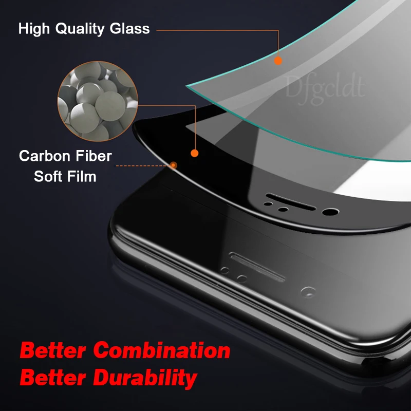 3D изогнутое углеродное волокно с мягкими краями закаленное стекло для iPhone X 8 7 6s