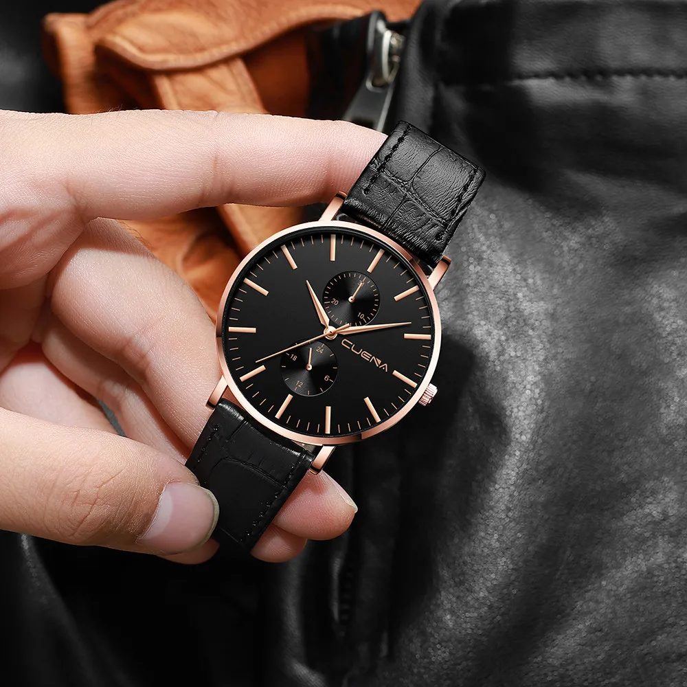 Мужские часы reloj hombre Модные Аналоговые кварцевые наручные из кожаного военного