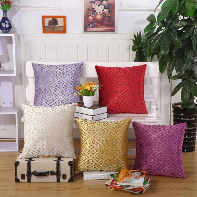 

Geometric Polyester Cushion Cover European Style Throw Pillow Case 45*45cm Square Pillow Cover For Home Decoration High quality