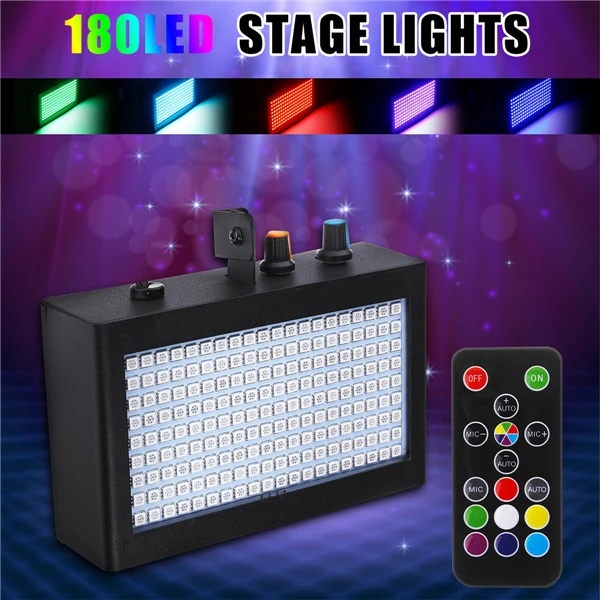 

Smuxi 108/180 LED Colorful Strobe Flash Stage Lights Sound Activated Disco Lights Remote Control Christmas KTV Music Party Light