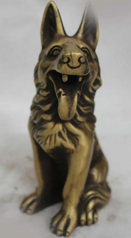 

8" China Chinese Bronze Folk Zodiac Year Fu Foo Dog Statue sculpture Feng Shui