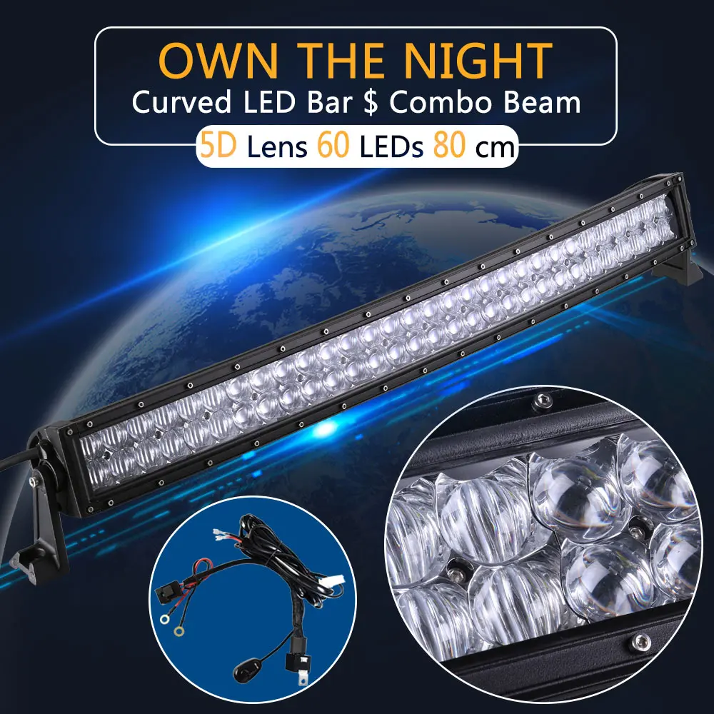 Real Power 5D 32 Inch Curved LED Light Bar with Wire Kit 12V 24V Combo Beam for Offroad Boat Car Truck ATV SUV 4WD 4x4 Work Lamp цена Real Power 5D 32 Inch Curved LED Light Bar with Wire Kit 12V 24V Combo Beam for Offroad Boat Car Truck ATV SUV 4WD 4x4 Work Lamp цены онлайн