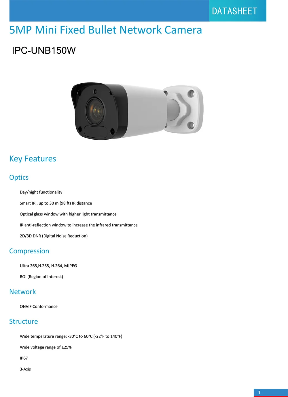 UNV IPC2125LR3-PF40(60)M-D 5MP Mini Fixed Bullet Network Camera V1.4-1
