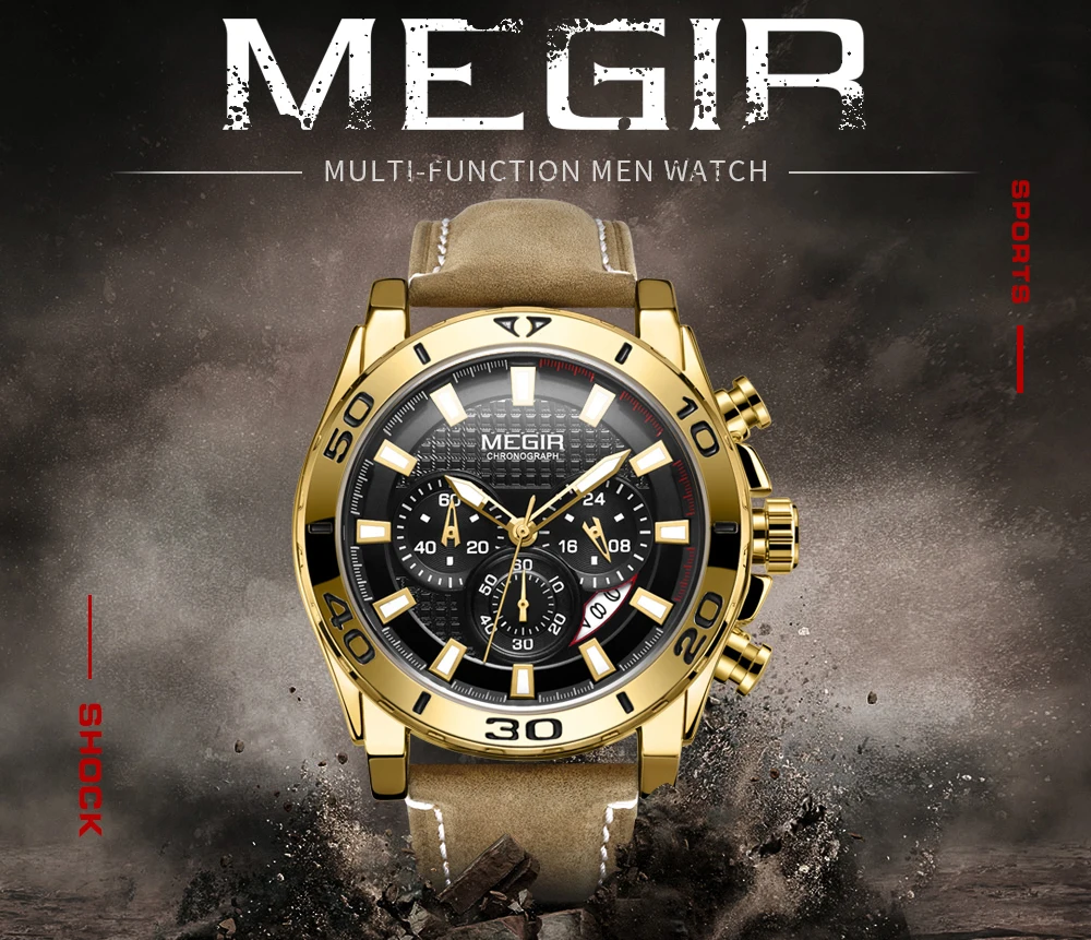 Reloj Hombre MEGIR мужские часы, Хронограф Спортивные мужские s часы лучший бренд класса люкс водонепроницаемые мужские часы Relogio Masculino