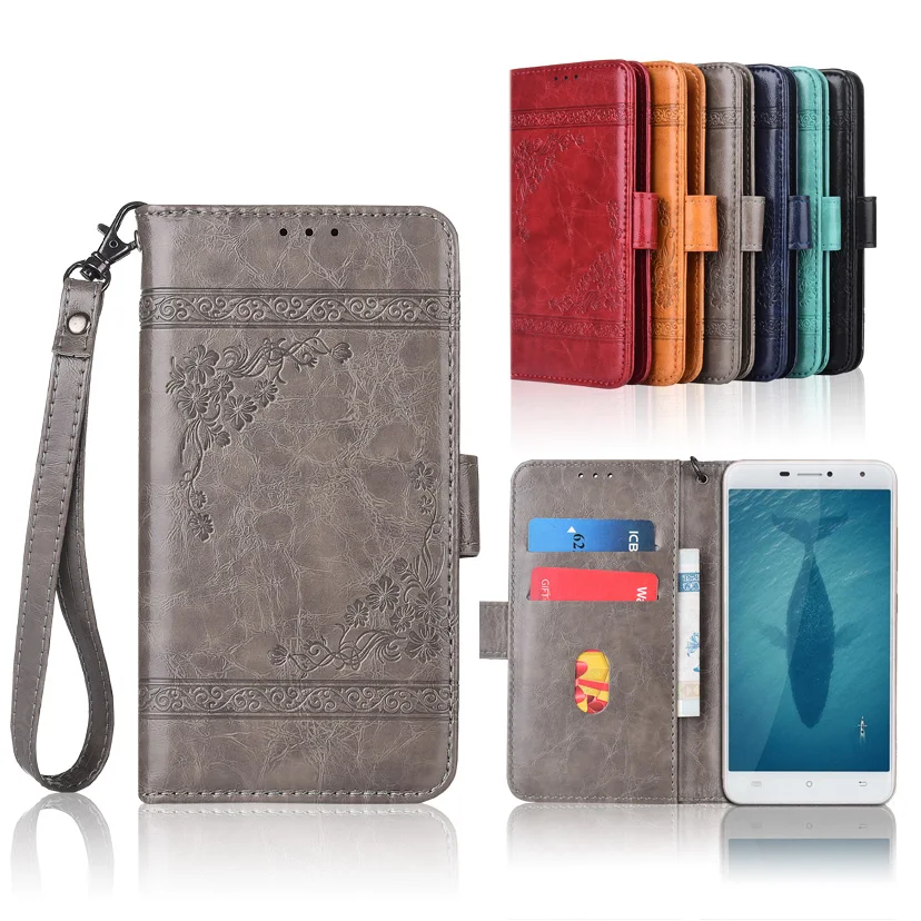 

Newest Wallet case for Hafury Umax Flip case with Strap,100% special PU leather embossing flower book cover case
