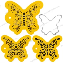 Пасхальное печенье с мастикой в форме бабочки, трафарет и резак для печенья, пасхальные бабочки, металлические формочки для выпечки 4 шт./компл