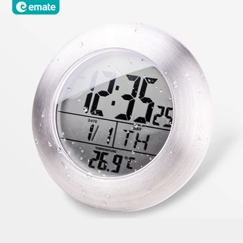 

Emate Bathroom Waterproof Temparture Sensor Electronic Digital Clock With Sucker And Bracket