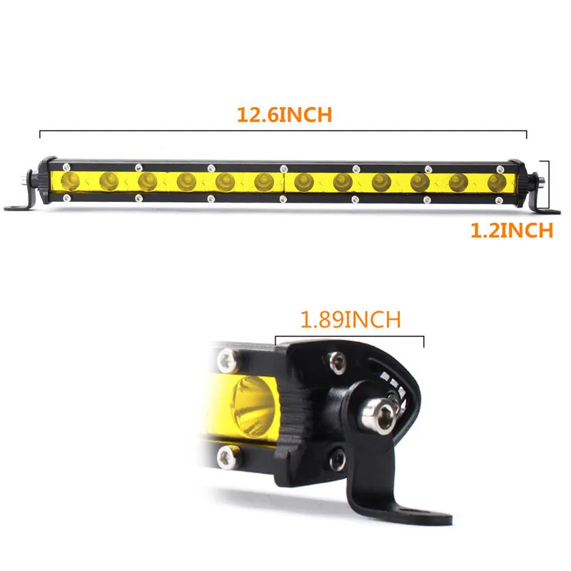 12,6 дюймов 36 Вт светодиодный рабочий свет бар водонепроницаемый прожектор желтый DC12-24V для внедорожник Грузовик
