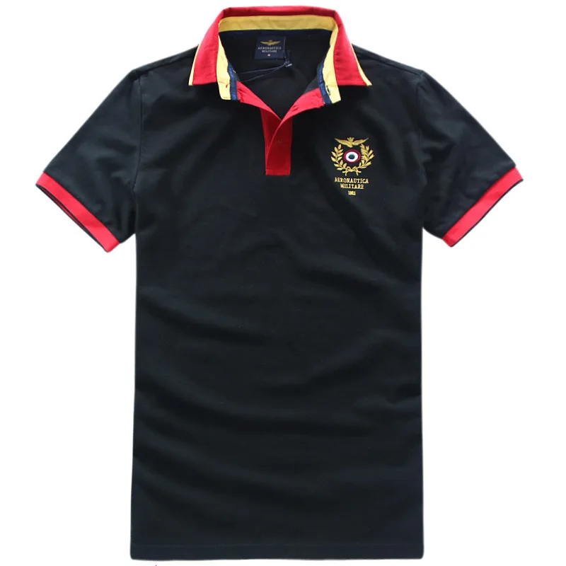 

summer new men's Aeronautica militare boutique embroidery 100% cotton polo shirt Men's Business Solid lapel Slim polo shirt