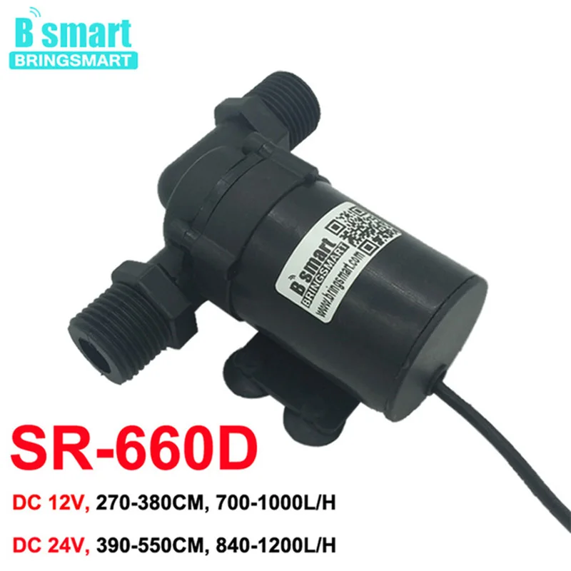Bringsmart 660D 1200л/ч 5 метров DC бесщеточный водяной насос 24 В 1/2 ''Whorl бустер 12 мини