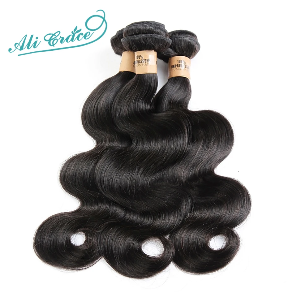 Brazilian Body Wave Human Hair 3 Bundles Ali Grace Hair 8A Grade Brazilian Virgin Hair Body Wave Brazilian Hair Weave Bundles