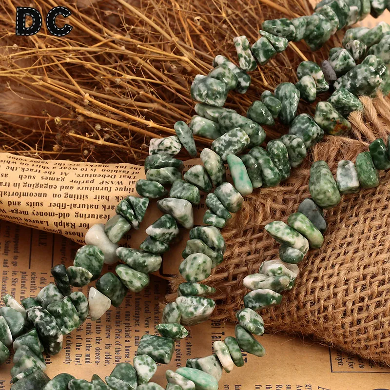 

DC Approx.80cm/Strand Irregular Green Spot Gravel Natural Stone Beads Dia 31.5" 8-12mm for Jewelry Making Findings F1896