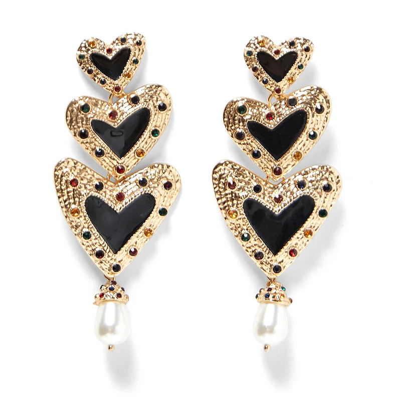 

JUJIA Classic Fashion Zinc Alloy Charm Heart Dangle Earring For Women Trendy Simulated Pearl Earrings