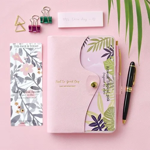 

2019 Days Artwork Diary 16*12cm Spiral Diary Monthly Weekly Planner 176P Floral Notebook