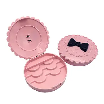 

1 Pcs Fake Eyelash Storage Box Fashion Plastic Bow Flower Shape Makeup Cosmetic Case Fake Eyelash Organizer Storage Box