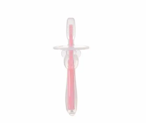 3 шт./лот, силиконовый детский Прорезыватель для обучения, зубная щетка es для детей, зубная щетка для младенцев, десен, щетка для новорожденных, инструмент с OPP - Цвет: Розовый