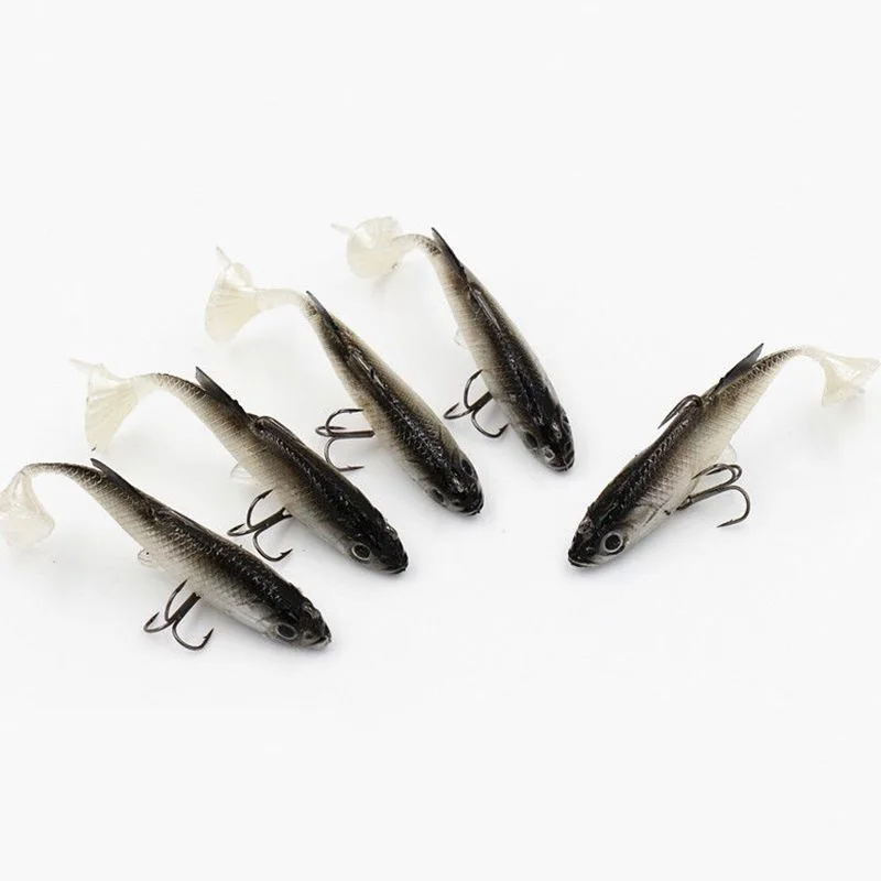 

5pcs lead head Soft Fishing Lures 85mm 14g Saltwater fishing Wobblers tackle Sinking jigging Soft baits Fake Lure leurre souple