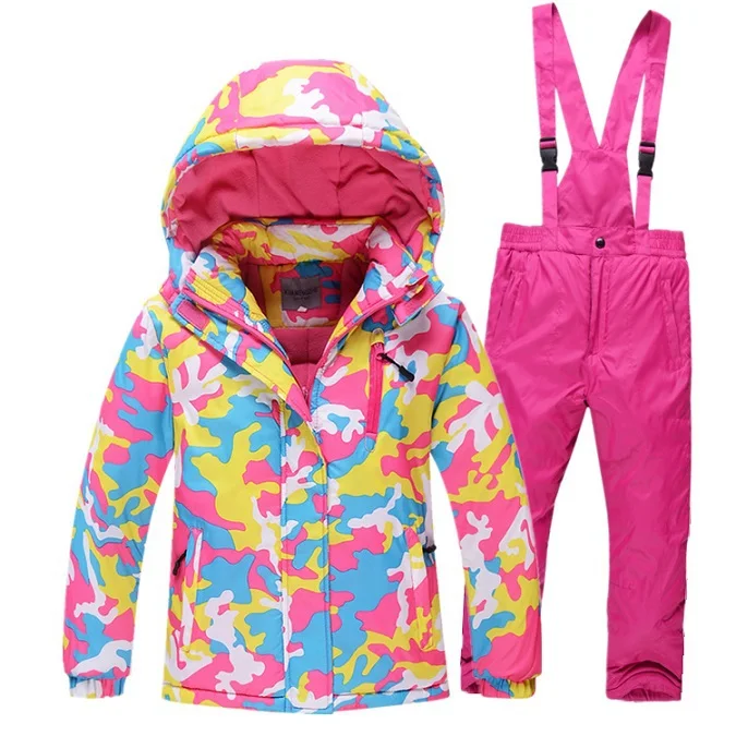 Новинка года; детский лыжный костюм для девочек-подростков; лыжные куртки; куртки для катания на лыжах и сноуборде; теплый детский зимний лыжный комплект для девочек - Цвет: set 2