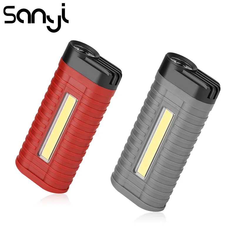

SANYI Mini Flashlight Power by 3*AAA Battery Portable Lamp 2 Modes with a metal clip Camping Night Fishing Light