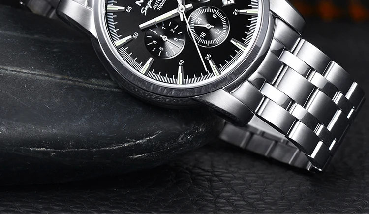 Роскошные брендовые механические наручные часы Тритий Светящиеся сапфировые кристаллы со стальным браслетом 100 м водонепроницаемые Relojes Hombre