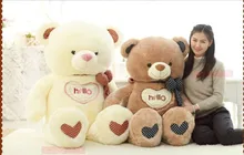 The lovely bow Teddy bear doll heart hello bear plush toy doll birthday gift white about 130cm