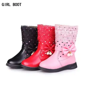 

Girls High Boots Kids Fashion Boots Girl Shoes Kids Of Girl Boots Children Warm Boot Girl Black Red Pink Shoes 2019 Winter
