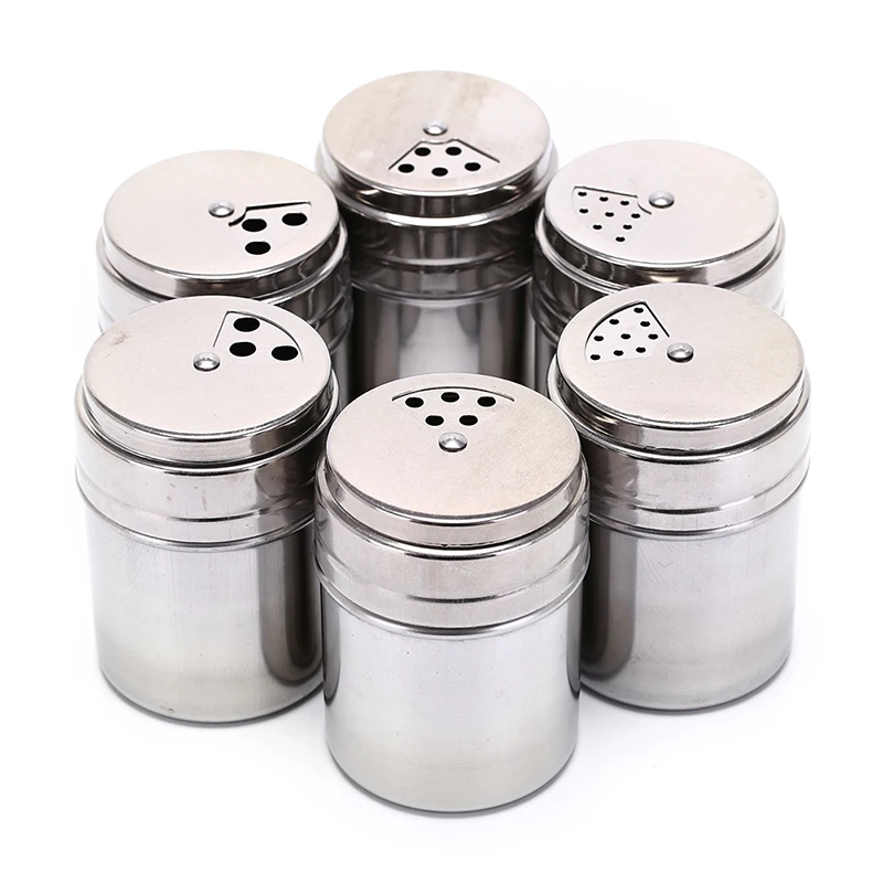 6pcs/set Stainless Steel Spice Jars Shelf Kitchen Spice