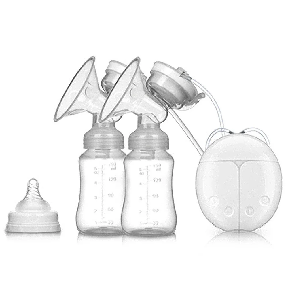 Double Electric breast pumps Powerful Nipple Suction USB Electric Breast Pump with baby milk bottle Cold Heat Pad Nippl O29 - Цвет: 7pcs Breast pump