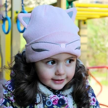 Мама и ребенок трикотажные Детские кошачьими ушками шляпа женщина шерсти Хлопковая шапочка лыжный Кепки Обувь для девочек Шапки для Для женщин носок кепки S Осень чулок шляпа