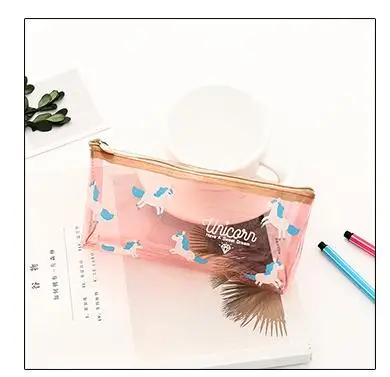 Unicorn Design Multi Color Transparent Pencil Case Stationery Storage Organizer Cosmetic Pouch School Office Supplies - Цвет: D