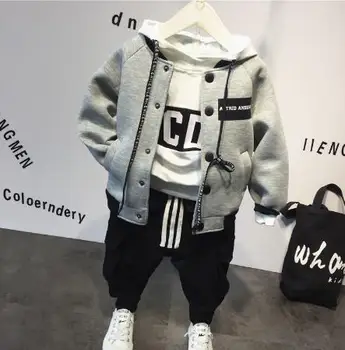 

2020 New Children Clothing Set Cotton Kids Outfits For 2-6Yr Boys set Autumn winter Boys Clothes Baseball jacket +hoodie+pants