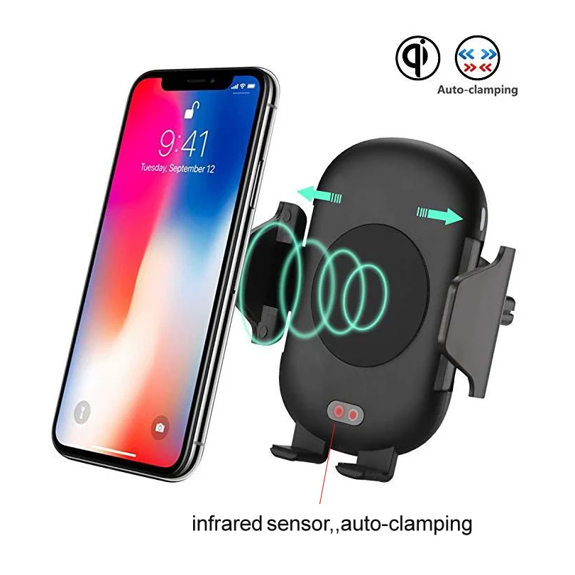 Annchep Infrared indiction Automatic Car Qi Fast Wireless Car Charger for IPhone X 8 Plus Samsung